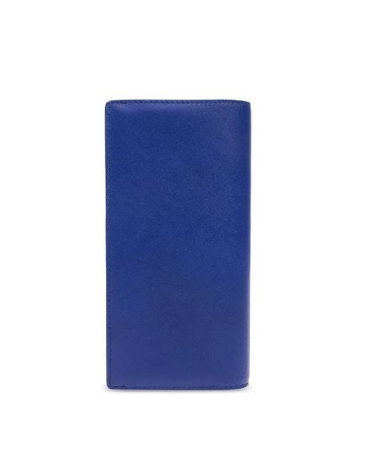 Burberry Blue Ekd Bi-Fold Continental Leather Wallet for men