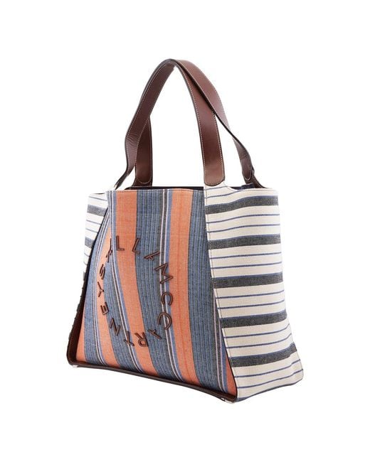 Stella McCartney Blue Logo Lettering Stripe Pattern Tote Bag for men