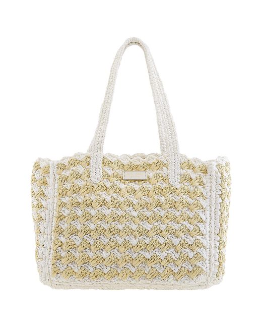 Kate Spade Metallic Striped Raffia Tote Hand Bag for men