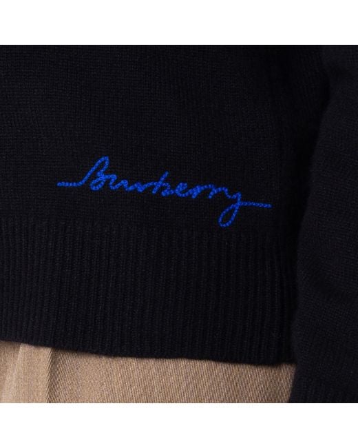 Burberry Blue Cashmere Turtleneck Sweater for men