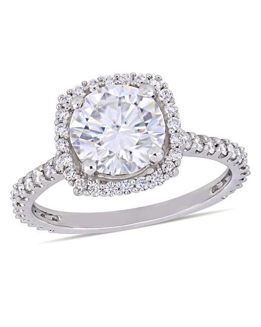 Amour Metallic 2 1/2 Ct Dew Moissanite Halo Engagement Ring