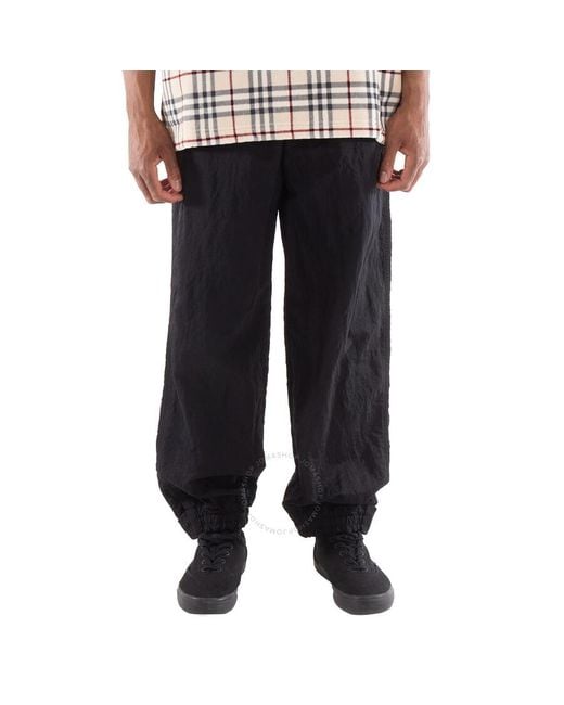 Burberry Black Crinkled-Finish Straight-Leg Trousers, Brand Size 50 (Waist for men