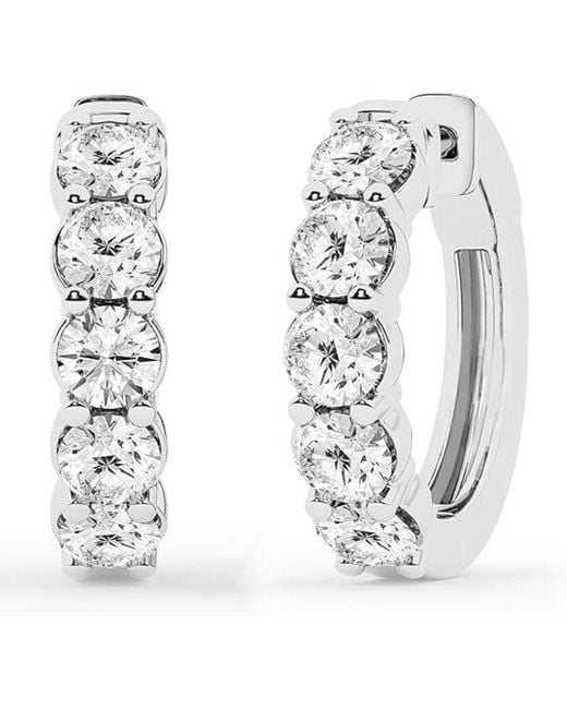 Brilliant Diamond White 2.0 Carat Round Lab Grown Diamond Hoop Earrings for men