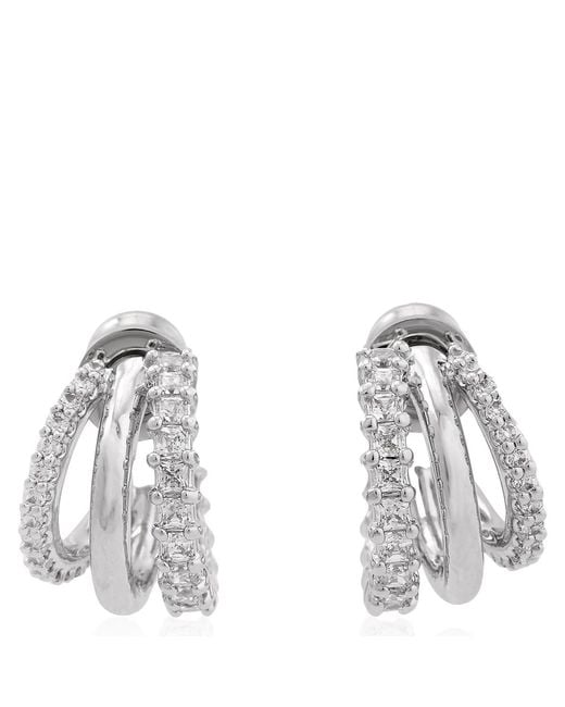 Swarovski Metallic Hyperbola Rhodium Plated Hoop Earrings for men