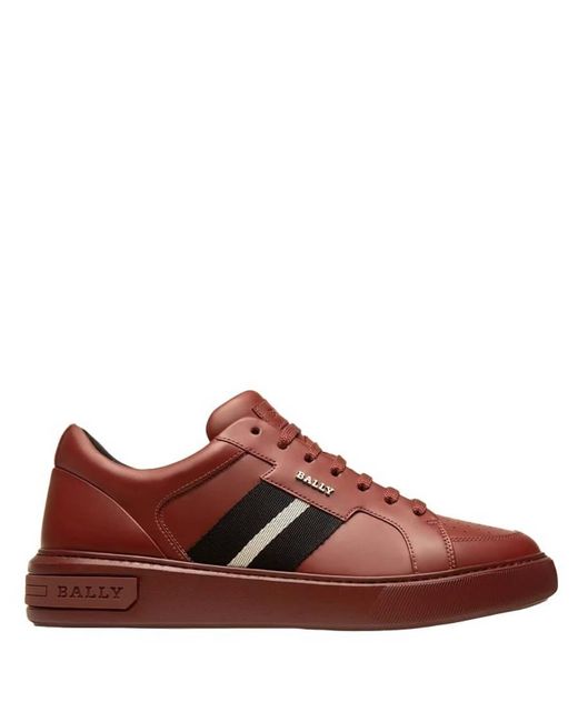 Bally Brown Moony Leather Low-Top Sneakers, Brand Size 12 Us for men