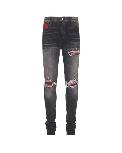 Amiri Gray Mx1 Signature Distressed Skinny Jeans, Waist for men