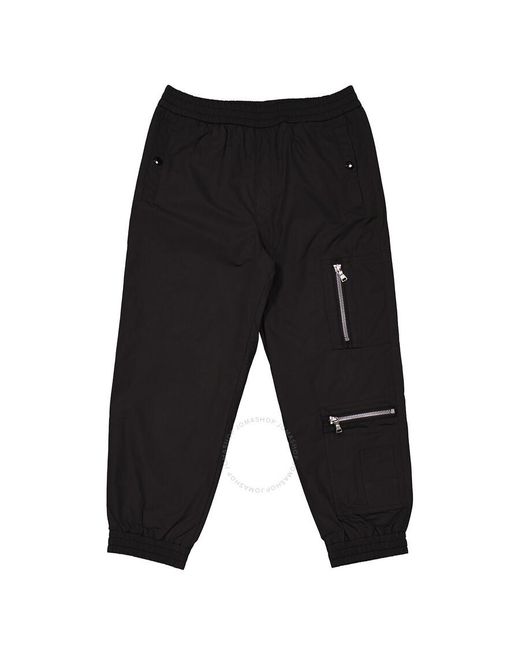 Moncler Black Boys Zip Detail Cargo Trousers for men