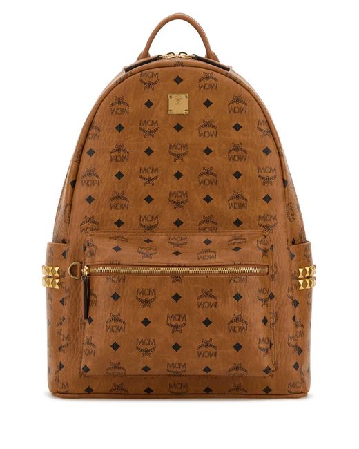 MCM Brown Printed Canvas Backpack