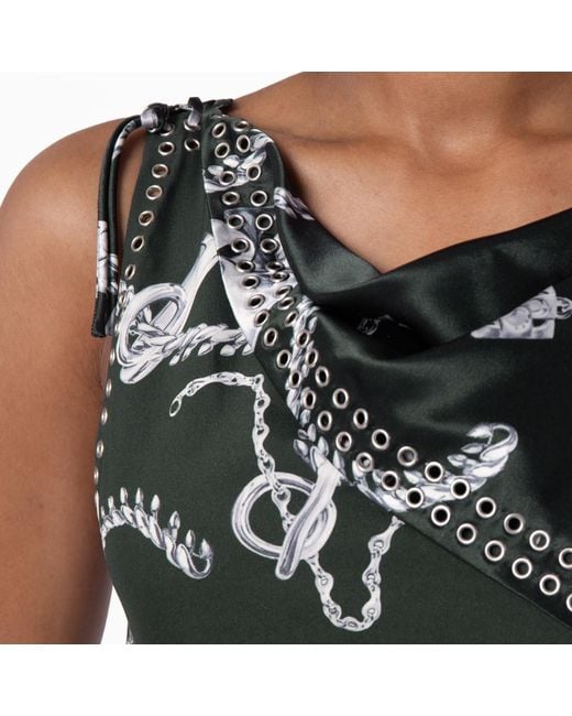 Burberry Green Knight Hardware Printed Sleeveles Dress, Brand Size 10 Us