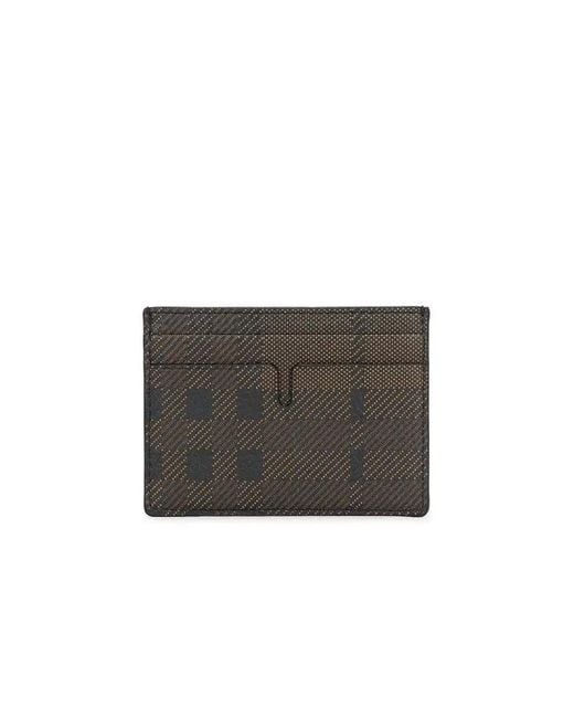 Burberry Black Vintage Check Leather Card Holder for men