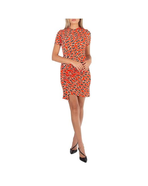 Rabanne Red Ladies Flash Side Drape Printed Mini Dress, Brand Size 34 (Us