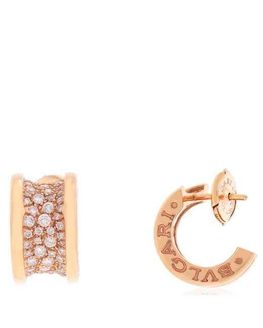 BVLGARI Multicolor B.Zero1 18K Rose Diamond Pave Earrings