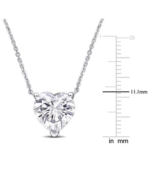 Amour Metallic 3-1/2 Ct Dew Heart Shape Created Moissanite Solitaire Pendant With Chain