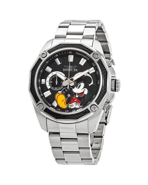 Invicta Metallic Disney Limited Edition Mickey Mouse Chronograph Black Dial Watch for men