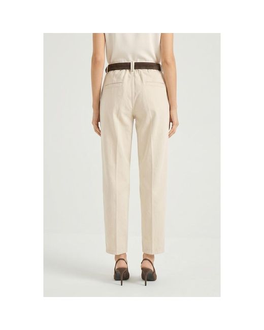 Brunello Cucinelli Natural Cream Relaxed Fit Trousers, Brand Size 40 (Us