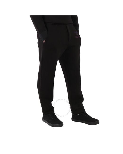 Emporio Armani Black Cornely Logo Embroidery Scuba-Fabric Joggers for men