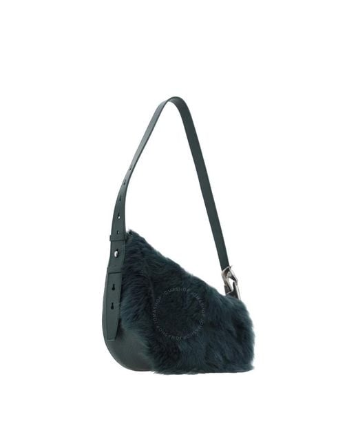 Burberry Black Small Knight Shearling Zipped Shoulder Bag