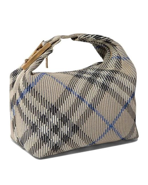 Burberry Metallic Checked Zipped Medium Tote Bag