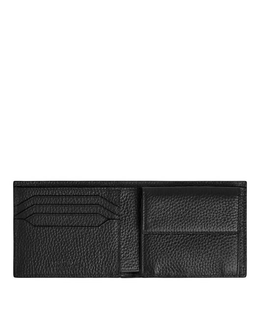 Montblanc Black Grain Leather 4Cc Wallet With Coin Case for men
