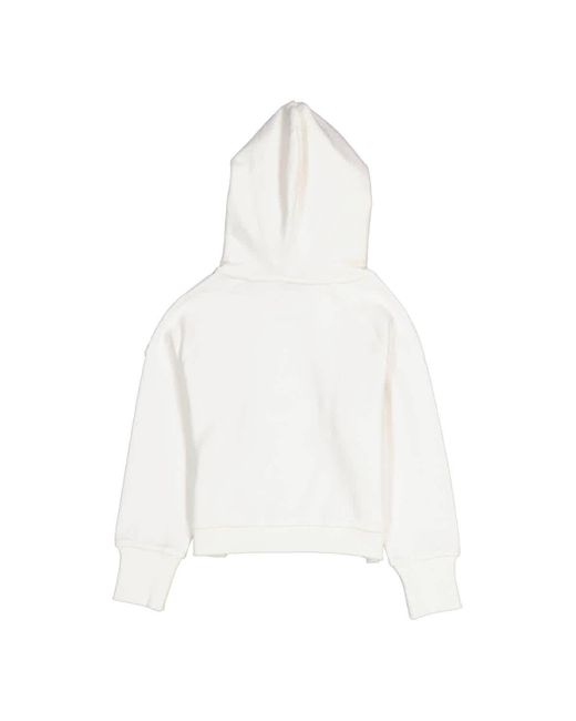 Moncler White Kids Logo Print Kinder Hooded Sweatshirt