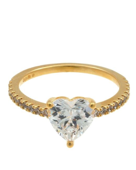 Apm Monaco Metallic 18K Plated Heart Paved Ring