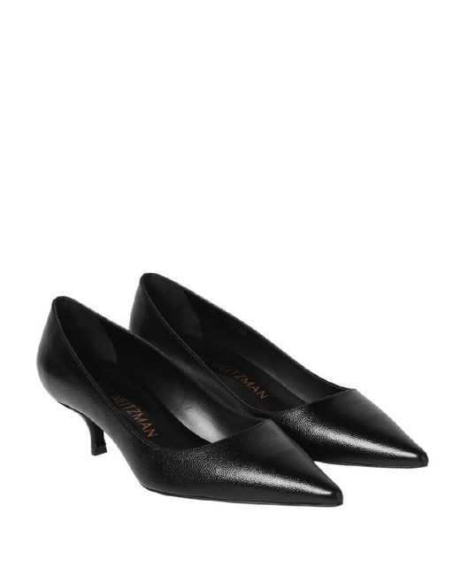 Stuart Weitzman Black Kitten Leather Pumps