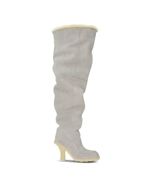 Burberry Gray Suede-Shearling Highland Boots 90