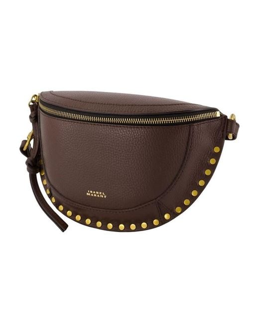Isabel Marant Brown Studded Leather Crossbody Bag
