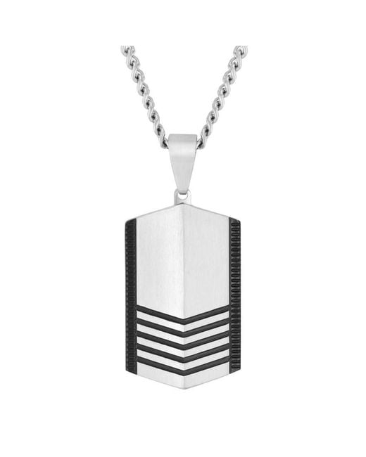 Robert Alton White Stainless Steel Finish Chevron Design Dog Tag Pendant for men