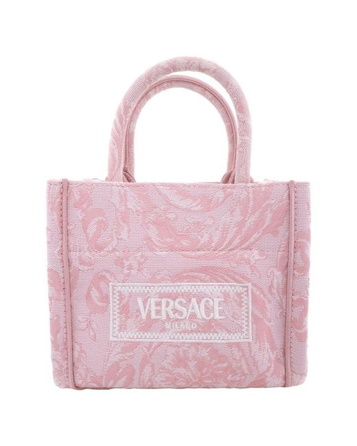 Versace Pink Barocco Athena Extra Small Tote Bag