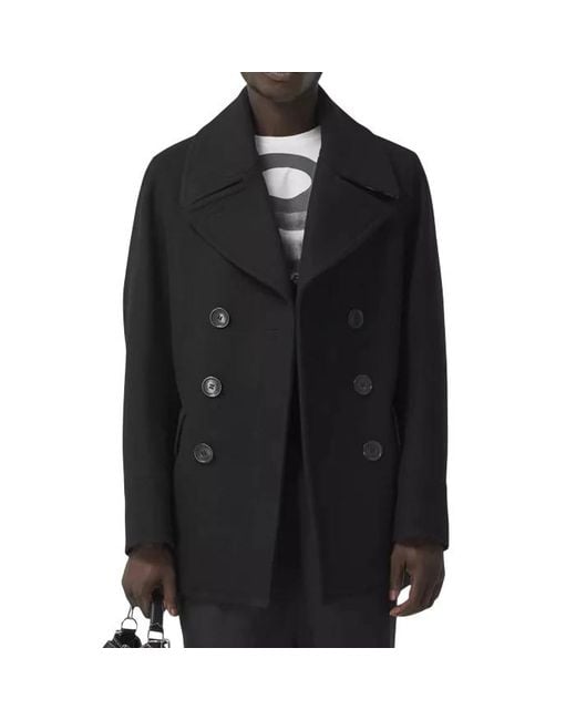 Burberry Black Westleigh Wool-Blend Pea Coat, Brand Size 44 Us for men