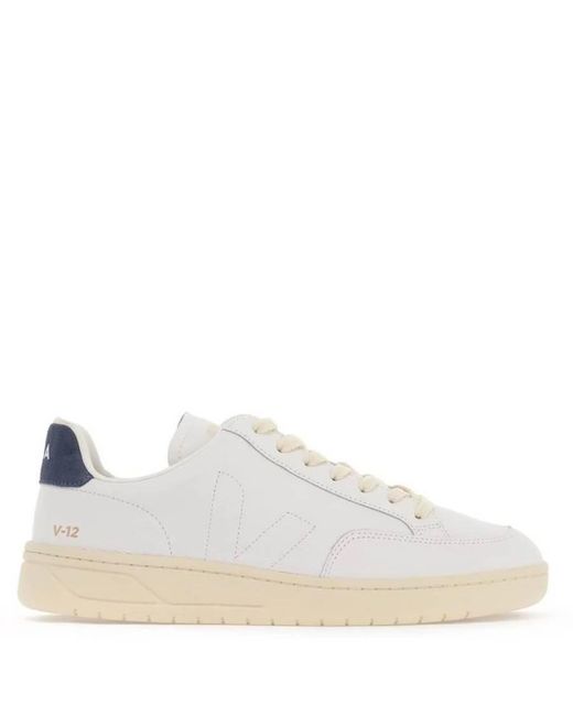 Veja White V-12 Leather Low-Top Sneakers for men
