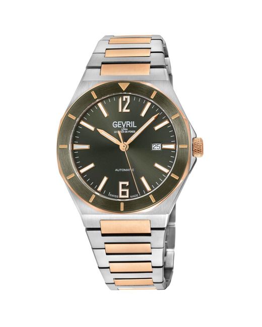 Gevril Metallic High Line Automatic Green Dial Watch for men