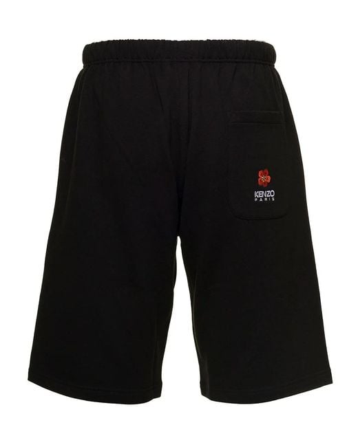 KENZO Black Elasticated Waist Sweat Shorts for men