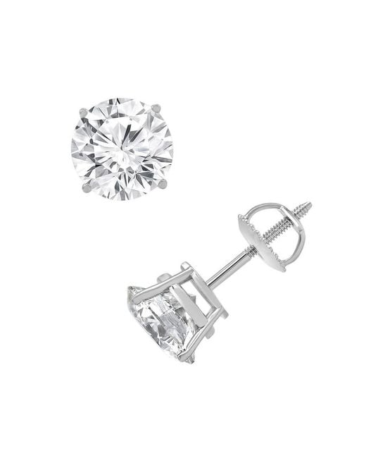 Brilliant Diamond Metallic 3.75 Carat Round Lab Grown Diamond Stud Earrings