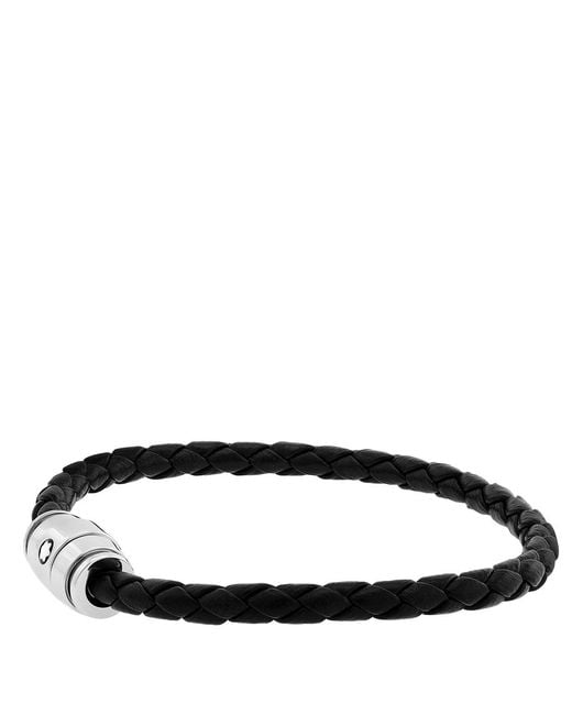 Montblanc Black Steel & Leather Bracelet for men