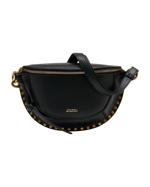 Isabel Marant Black Studded Leather Crossbody Bag