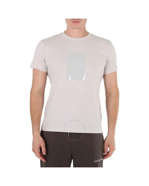 Calvin Klein White Stratus Logo Box Print Cotton T-shirt for men