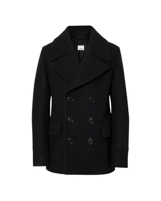 Burberry Black Westleigh Wool-Blend Pea Coat, Brand Size 44 Us for men