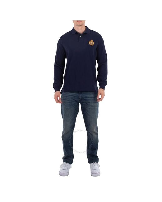Polo Ralph Lauren Blue Big Pony Polo Crest Long Sleeve Polo for men