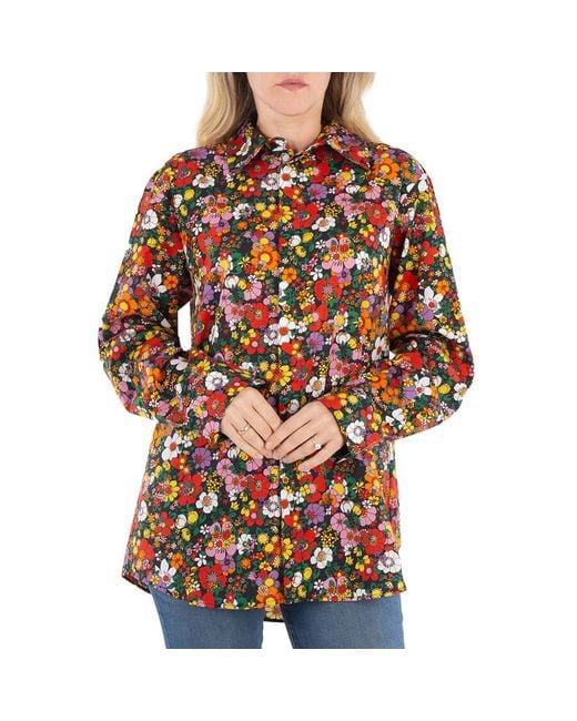 Christopher Kane Multicolor Psych Floral Cotton Shirt