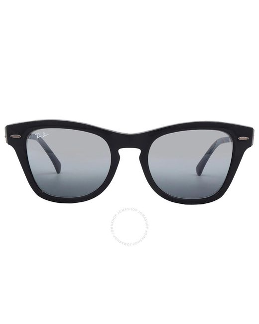 Ray-Ban Black Blue Vintage Mirror Square Sunglasses Rb0707sm 901/g6 53