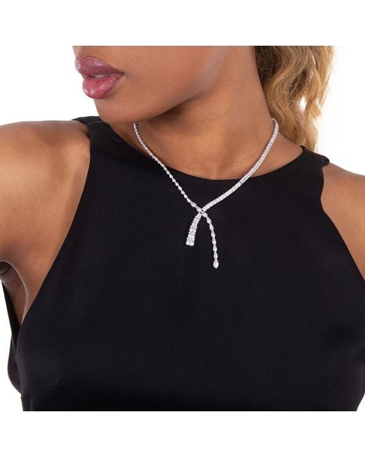 Swarovski Metallic Rhodium Plated Mixed Cuts Matrix Y Necklace