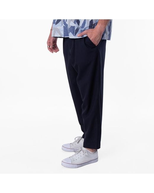 Marni Blue Drawstring Waist Wool Trousers for men