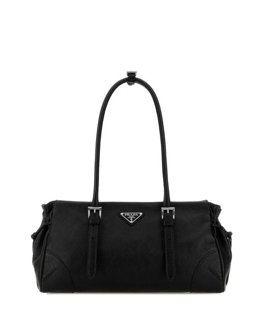 Prada Black Leather Medium Bonnie Shoulder Bag