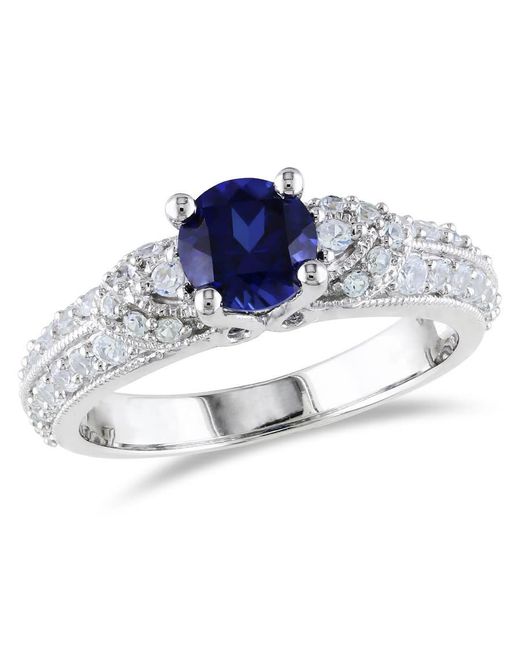 Amour Blue Created And Created Sapphire Engagement Ring