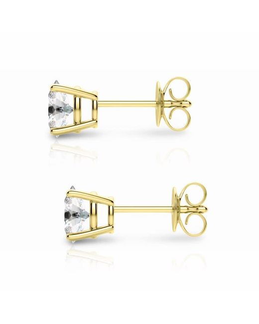 Tresorra White 14K Oval Cut Earth Mined Diamond Stud Earrings