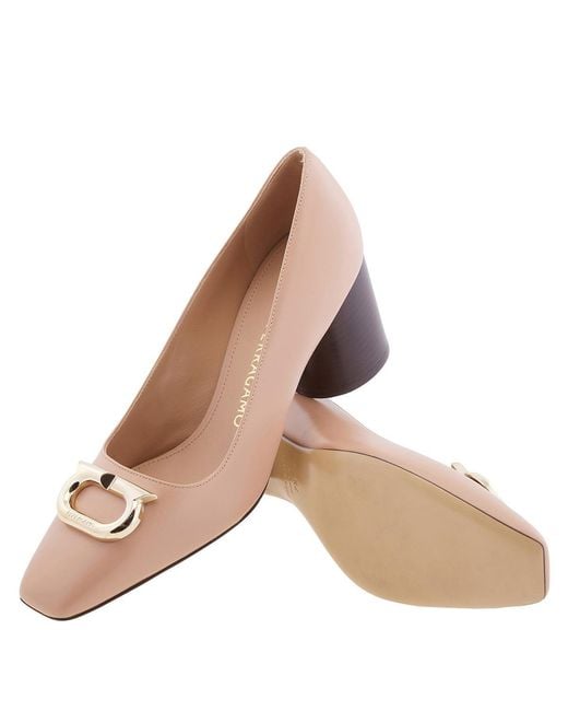 Ferragamo Brown Ferragamo Leather Gancini Ornament Pumps