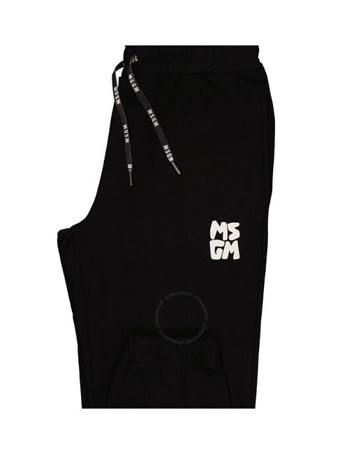 MSGM Black Boys Nero Logo Embroidered Track Pants for men
