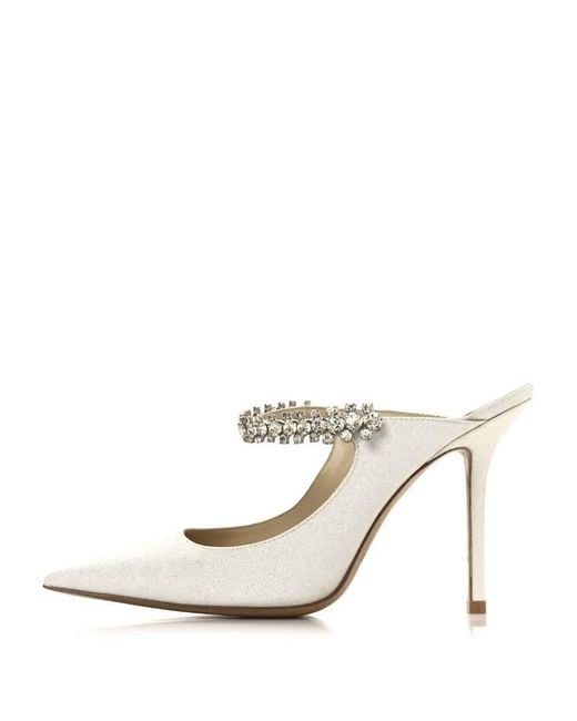 Jimmy Choo White Bing 100Mm Mule Heels, Brand Size 34 Us